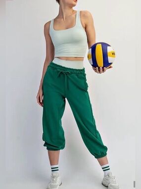 New Rae Mode Crop Terry Joggers ~ Green